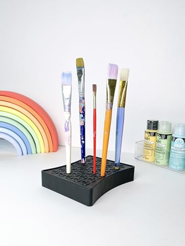Image of ArtBin Black Brush Drying Rack & Organizer Set | Paint & Craft Brush Holder with Cleansing Mat & Mixing Tray | Durable Stain Resistant Design | Artist Brush Stand | 2 Piece Kit