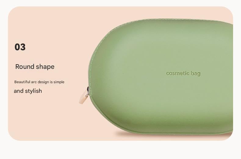 Image of Silicone Makeup Bag, Makeup Brush, Lipstick, and Cosmetic Item Carry Pouch, Travel Portable Makeup Brush Bag, Waterproof Travel Toiletry Bag with Zipper Closer, Silicone Travel Pouch (Green)
