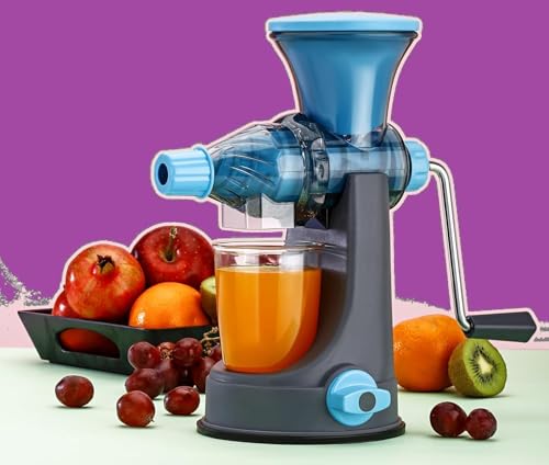 Image of Manual Pastic Hand Juicer for Fruits & Vegetables | Fresh Mosambi, Orange Citrus Fruits Juice Maker Machine For Home Kitchen | With Steel Handle Vacuum Locking System (Assoted color)