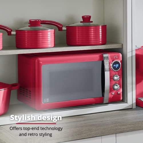 Swan-Microondas-digital-LED-retro-rojo-20L-800W-5-niveles-de-potencia-incluyendo-ajuste-de-descongelacion-SM22030LRN Swan-Microondas-digital-LED-retro-rojo-20L-800W-5-niveles-de-potencia-incluyendo-ajuste-de-descongelacion-SM22030LRN