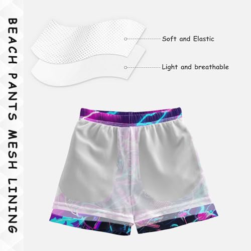 Boys Swim Trunks Neon Skeleton Rock Skull Toddler Swim Shorts Little Boys Board Shorts4