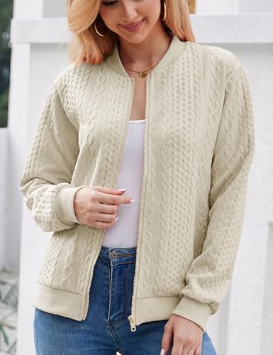 Image of Larmliss Women's Zip Up Cardigan Sweater Hoodies Long Sleeve Jacket Crewneck Casual Outerwear Spring Fall Trendy Coat Outfits