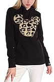 Course Damen Hoodie Original Mickey Mouse Flock Fake Fur Animal Print Leo Disney, Schwarz, S