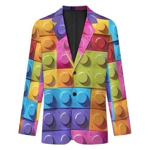 Toys Bricks Pattern Men's Suits Dress Business Formal Suit Print Jackets Coat For Wedding Party4