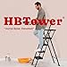 HBTower Step Ladder, Folding Step Stool with Wide Anti-Slip Pedal, Sturdy Steel Ladder, Convenient Handrail, Lightweight, Portable Steel Step Stool