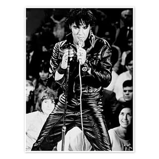 Elvis Presley Poster 13 x 18 cm Noir et blanc Nostalgie Décoration murale - Les Beatles, Paul McCartney, John Lennon, RIngo Starr, George Harrison