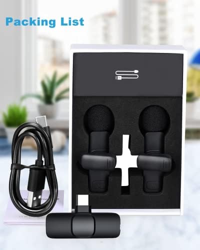 ponovo Wireless Lavalier Microphone (for USB C Android), Dual Lapel Clip-on Mic for Phone Video Recording Live Stream Vlog YouTube TikTok(NO App/Bluetooth Needed)