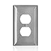 Leviton SSJ8-C40 C-Series 1-Gang Duplex Midway Wallplate, Type 302/304, Stainless Steel