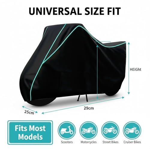 Image of Strong 100% Water Resistance Apache RTR 160 Bike Cover | Motorcycle Body Cover for Rain & Sun | UV Protection, Dustproof, Scratch Resistant, Windproof, Heat Resistant, Vehicle Specific Fit