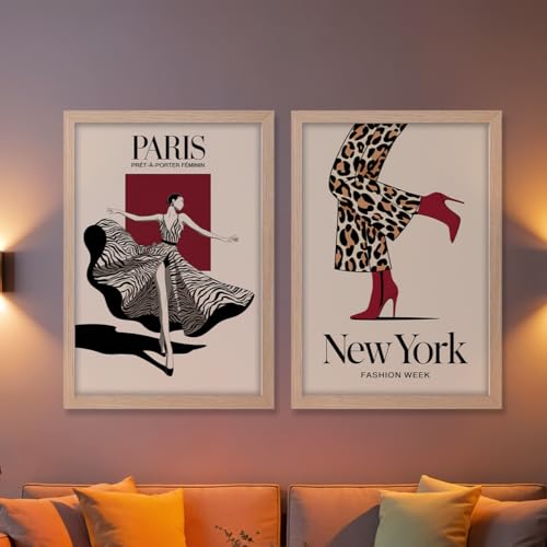 Image of NoWorries Modern art framed Wall paintings for home Decoration Living Room /Bedroom /Dining Room Decorative wall painting for Office hotel,cafe,room decor ''300 GSM Premium Poster Paper Print'' Cafeteria and Lounge - Synthetic Wooden Frames (pattern-illustration) (Set of 2, Framed Painting)(Frame Size-10x13inches) (BROWN)