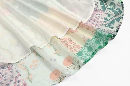 Image of CHARTOU Women Boho Floral Printed Long Dress Summer Lantern Half Sleeve Beach Flowy Loose Swing Chiffon Sundress