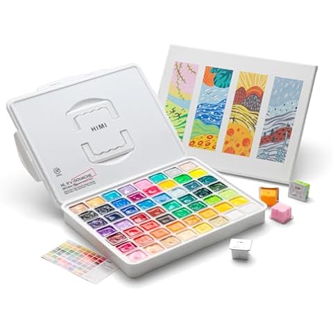 HIMI Gouache Paint Set, 56 Colors x 30g Unique Jelly Cup Design in a Carrying Case Perfect for Artists, Gouache Opaque Art Supplies for Professionals, and More Cover