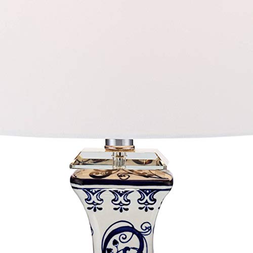 Barnes and Ivy Iris Traditional Country Cottage 3-Way Table Lamp with Table Top Dimmer 28" Tall Blue White Floral White Porcelain Drum Shade Living Room Bedroom House Bedside - Image 4