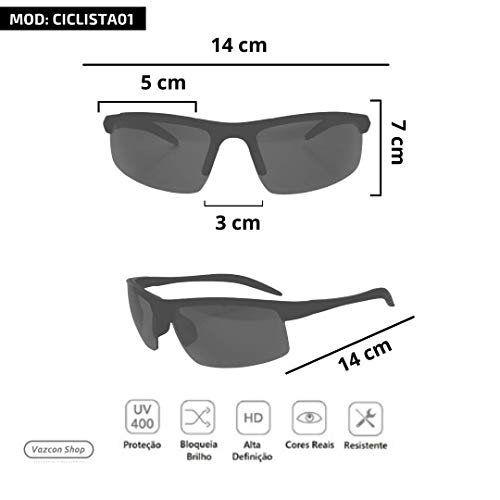 Oculos De Sol Masculino Esportivo Ciclismo C/Proteção Uv400 (Preto/Azul Espelhado)