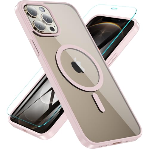 Coque iPhone 12 Pro Max rose antichoc magnétique avec film de verre