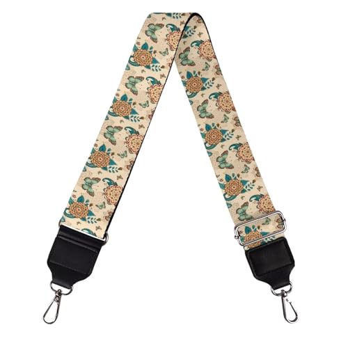 Image of Talayituse Boho Mandala Butterfly Flower Print Shoulder Strap Wide Purse Bag Strap Adjustable Replacement Belt Luggage Crossbody Shoulder Bag Strap for Women Girls