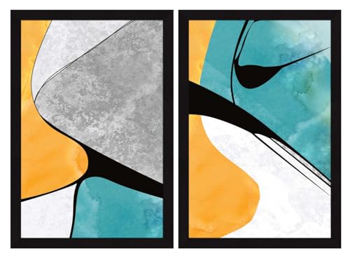 Image of ArtX Paper Scenery Aesthetic Wall Decor Paintings with Frame for Home Decoration, Framed Painting for Wall Decoration, Wall Decor For Living Room, Set Of 2