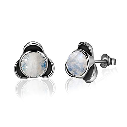Boucles d'oreilles rondes pierre de lune naturelle pour femme et fiançailles