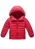 FLITAY Kid’s Front Zipper Up Packable Baby Boys Girls Coat Fashion Puffer Lightweight Coat Red-1 5-6T