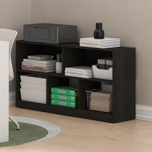 Image of Furinno DALY Book Shelf, 5-Cube Bookshelf, Horizontal Cube Storage Organizer Bookcase, 10.9 x 47.2 x 23.6, for Living Room, Bedroom, Home Office, Espresso
