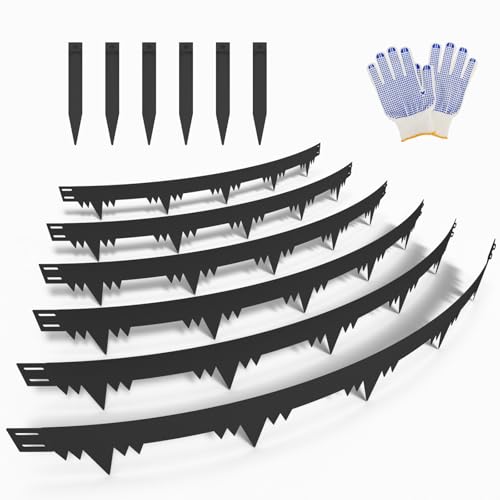 Metal Landscape Edging Border 6 Packs 42 L x 4.5 H Galvanized Steel Garden Edging Border with 6 Stakes Hammer-in Lawn Edging for Landscaping Flower Bed Yard Pathway Tree Ring (21ft Total)
