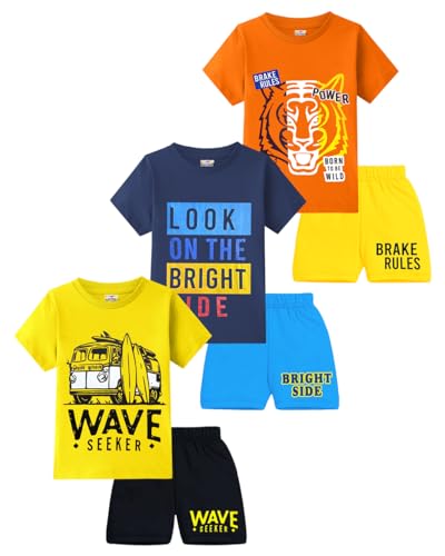 Image of Kuchipoo Boys Regular Fit Cotton T-Shirts and Shorts Set
