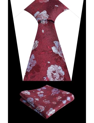 Image of Alizeal Mens 3.15'' Colorful Flower Pattern and handkerchief Necktie Set