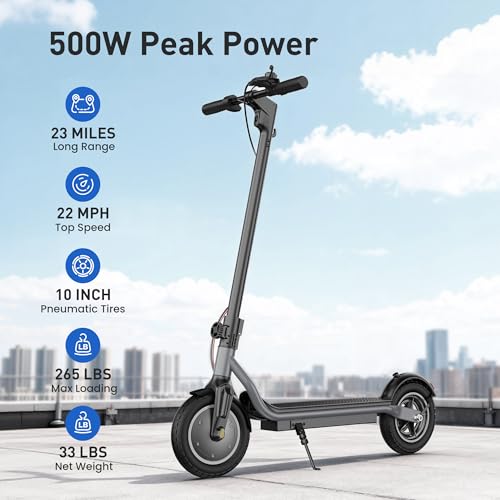 Image of Electric Scooter, 500W /750W Powerful Motor, 22 /25 MPH Top Speed & 23 /28 Miles Range, 9.3 inch /10 inch Tires, Foldable Commuter Scooter for Adults and Teens with Dual Braking,Cruise Control,APP Control