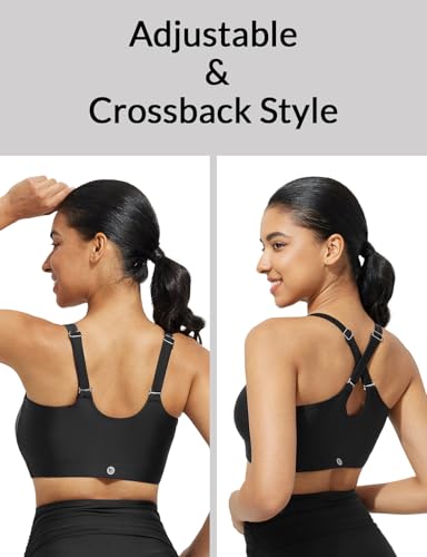 baleaf Women's Swim Bra High Neck Bikini Tops Adjustable Bathing Suit Tops Sports Bra Removable Padded2