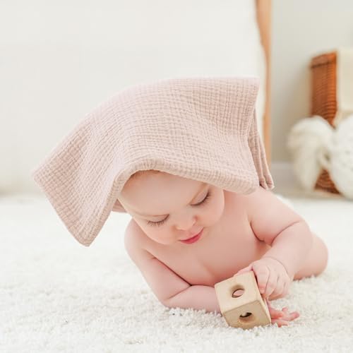 Bearmoss Moltontücher Baby 100% Baumwolle Weiche Spucktücher Baby,Atmungsaktiv und Extrem Saugfähig Musselin Tuch für Saugstark Mulltücher 3er 60x60cm(Rosa Herz) 4