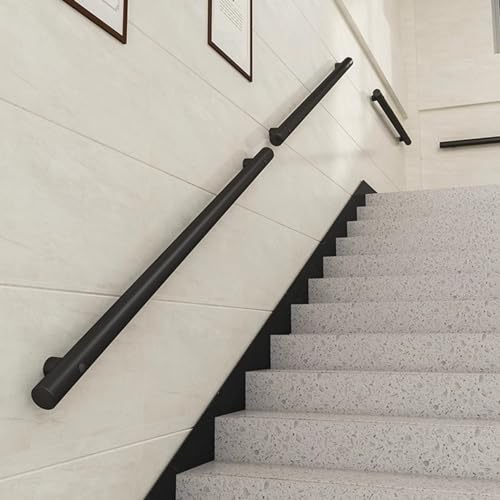 Main courante murale en acier noir de 30 à 600 cm pour escalier - 6