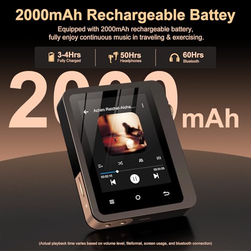Image of HiFi MP3 Player with Bluetooth 5.3, Lossless DSD High-Resolution Digital Audio Music Player, 64GB Portable Audio Player with 2000mAh Battery, Support up to 256GB