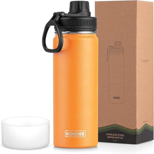 Image of koodee 26 oz Insulated Water Bottle Stainless Steel Double Wall Vacuum Metal Sports Water Bottle with Leakproof Spout Lid, Wide Mouth Water Bottle (Cosmic Orange)
