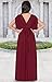 KOH KOH Petite Womens Long V-Neck Summer Grecian Greek Bridesmaid Wedding Party Guest Flowy Formal Evening Slimming Vintage Maternity Gown Gowns Maxi Dress Dresses, Crimson Dark Red S 4-6
