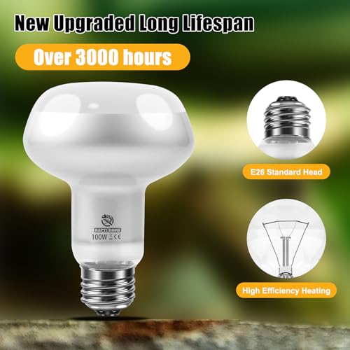 Image of Reptile Heat Lamp 4Pack 100W, Intense Basking Spot Light Bulb with UVA, Simulate Natural Daylight Heat Bulb for Reptile, Turtle, Bearded Dragon, Lizard, Tortoise, Gecko, Snake