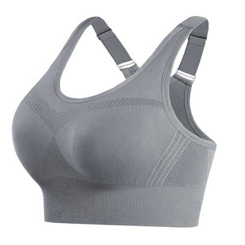 Litherday Sujetador Deportivo Mujer Alto Impacto sin Aros con Almohadillas Extraíbles Bra Deportivo Push Up para Yoga Running Fitness y Entrenamiento Tallas Gris M