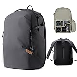 PGYTECH OneGo Lite 22L カメラバックパック 防水 デジタル一眼レフ/ミラーレスバッグ Sony/Canon/Fujifilm用 ドローンバックパック 三脚マウント 旅行&週末の写真撮影パック 16インチノートパソコン用 (マットブラック)