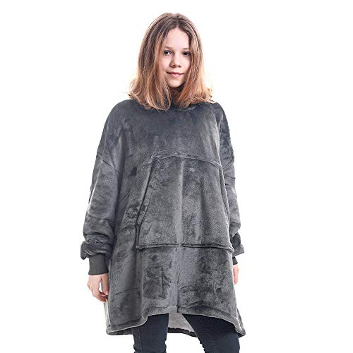 Sudadera con capucha y forro polar Sherpa cálida de gran tamaño con bolsillo frontal grande