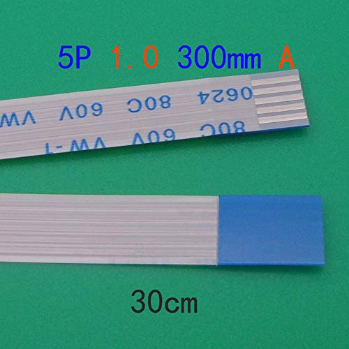 Gimax 1-100pcs New FFC FPC flat flexible forward Length 300mm cable 1.0mm pitch 5pin 5 pin 5p Width 6mm Ribbon Flex Cable - (Package: 50pcs)