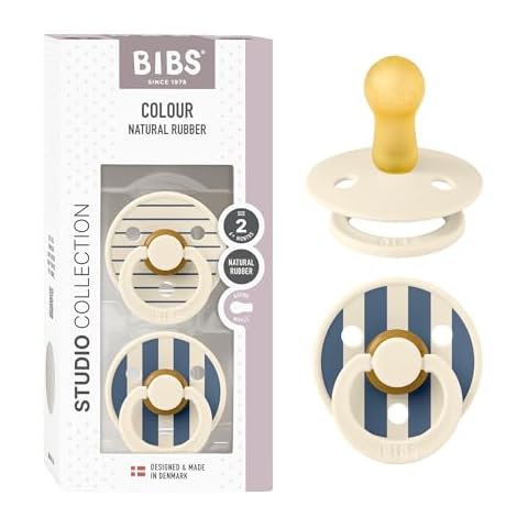BIBS Colour Studio Soother 2-Pack in Pin Ivory Steel Blue Cover