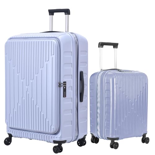 Image of Kaleenie 2 Pieces 20 /29 Luggage Sets, 20 Inch Cabin Luggage with Front Pocket & 29 Inch Side Opening Suitcase, Ligthweight ABS+PC Hardshell, TSA Lock with HINOMOTO 360 Wheels, Lilac Purple