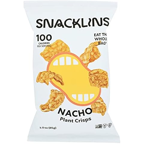 Snacklins Nacho Plant Crisps, 100 Calories Per Serving, Vegan, Kosher, Gluten Free & Non-GMO, 3 Ounce (Pack of 12) Cover