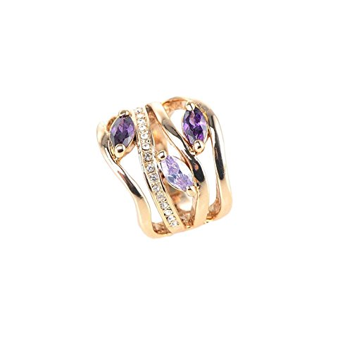 Bague plaqué Or 18 carats améthyste marquise taille 58 élégante