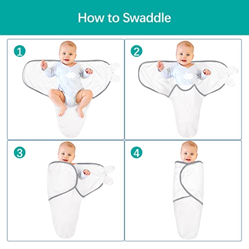 Image of Biloban Baby Swaddle for Boy Girls, Baby Swaddles 3-6 Months | Swaddle Blanket Cotton, Newborn Swaddle, Newborn Essentials, Grey & White, 2 Pack