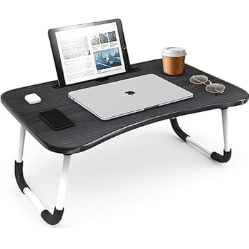 Mesa para Notebook Portátil Dobrável - Perfeita para Cama e Sofá, Compacta e Resistente, Mesa Notebook Cama para Home Office e Estudo, Estudo Leve com Pés Antiderrapantes (Preto)