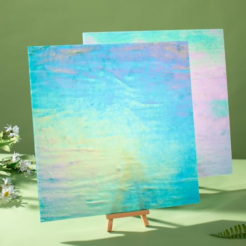 2 Sheets of 12x12 inch Stained Glass Sheets for Crafts Iridescent Stained Glass Panels for Glass Mosaic DIY Hobby Stained Glass Supplies product thumbnail 9