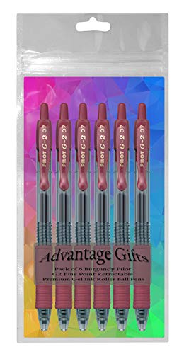 Bolígrafos retráctiles con tinta gel premium G2 color burdeos 6 unidades miniatura 3