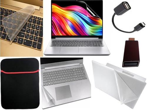 Image of Anjo 7 in 1 Combo Of 15.6 inch & 16:9 Display Aspect Ratios Laptop Screen Protector, KeySkin, Body Lamination Trackpad & Lid (Transparent), Laptop Sleeve Multipurpose, OTG Type C & micro.