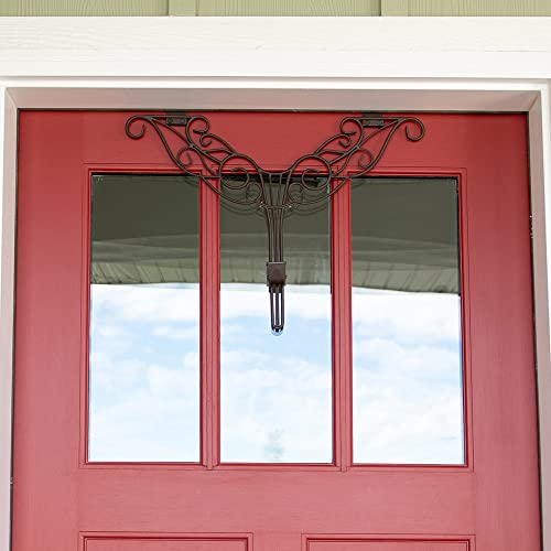 [Front Door Wreath Hanger] - Antler Design | Adjustable Hook Length For Tall And Small Doors | Padding To Prevent Damage Like Scratch And Dents | Heavy Duty Cast Iron Metal Hangar (Brown) #TOP3