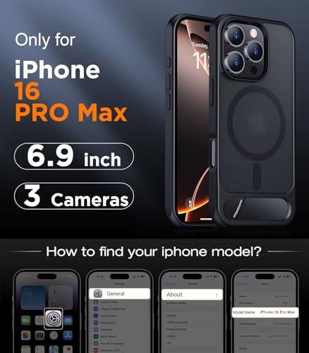 Temdan Magnetic Compatible with iPhone 16 Pro Max Case, [Built-in Invisible Kickstand][Compatible with MagSafe] [Military Grade Shockproof] Slim Translucent Matte Phone Case for iPhone 16 Pro Max 6.9